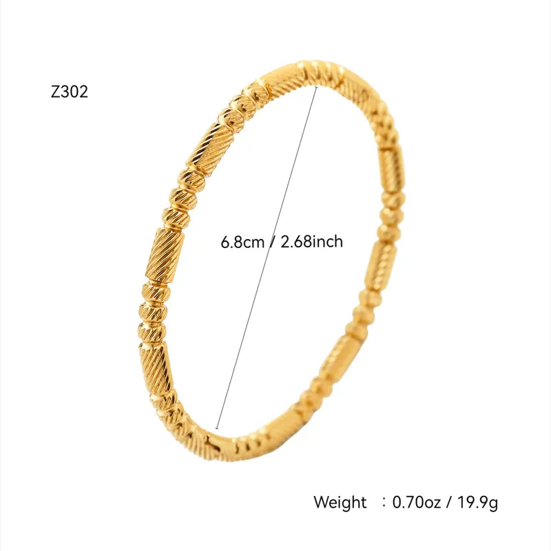 Pretty Detailed 18K Gold Plated 304 Stainless Steel Bracelet Set