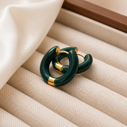 French Style U Shape Enamel 304 Stainless Steel Earrings