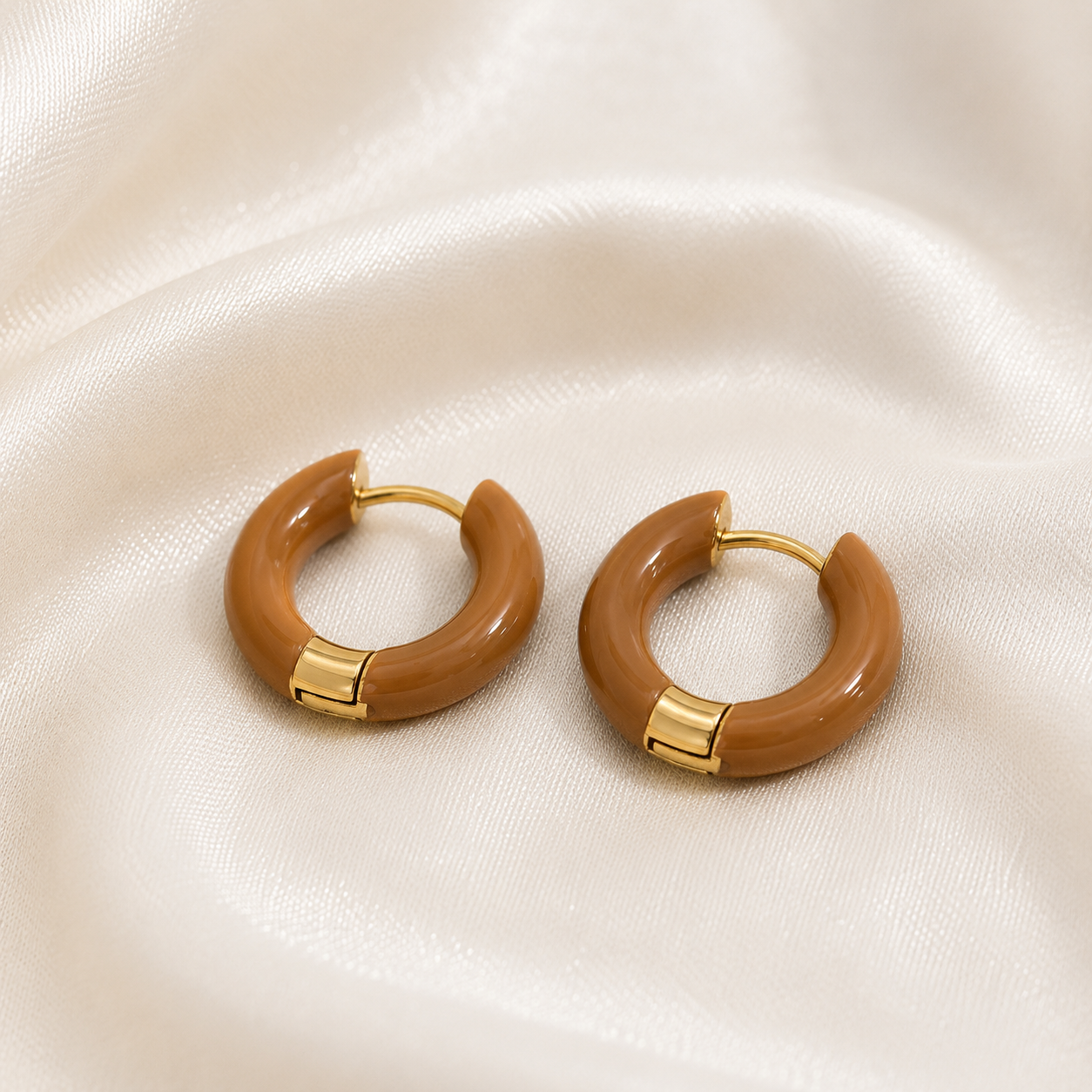 French Style U Shape Enamel 304 Stainless Steel Earrings