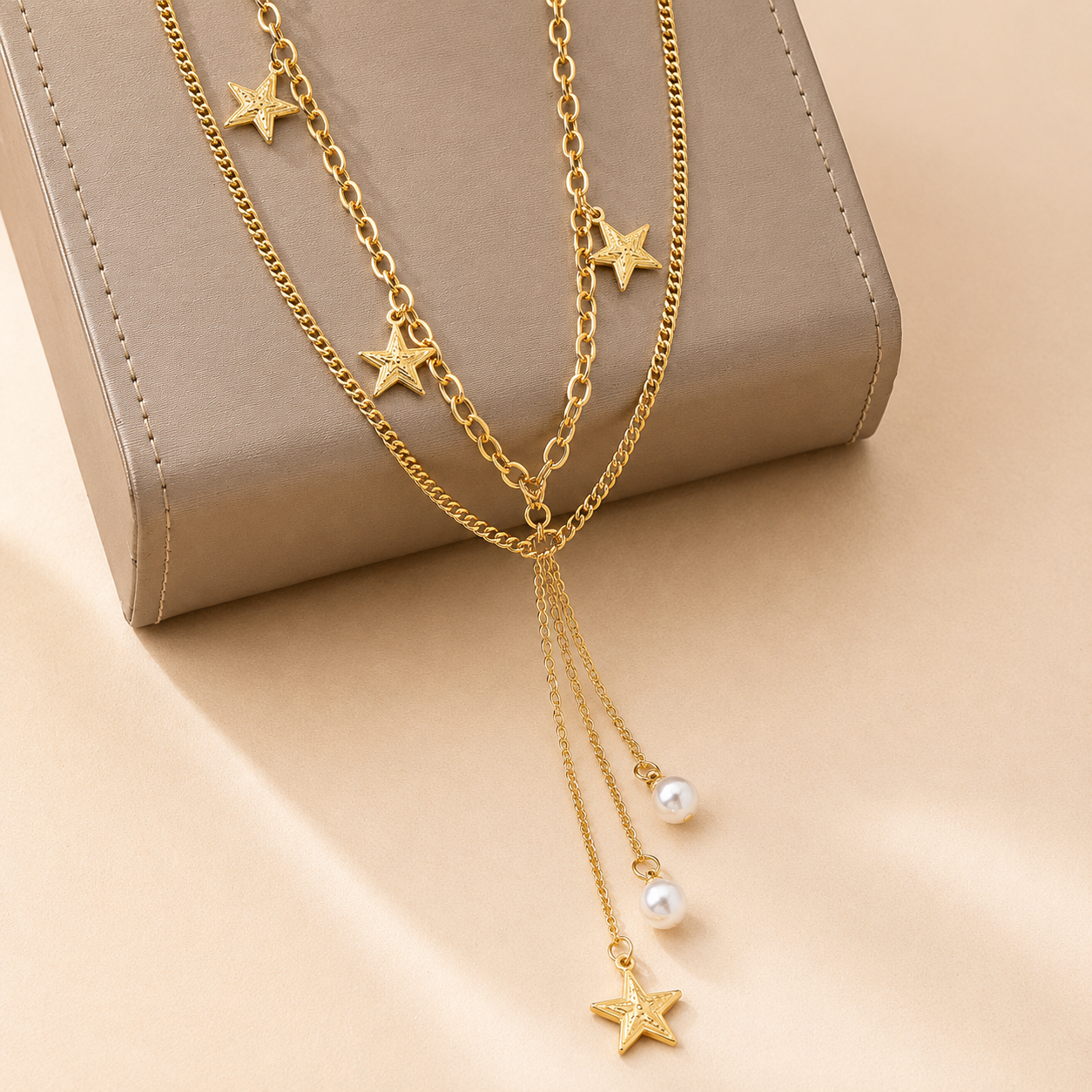 Star Pearl Electroplated Golden Plated Ferroalloy Waist Chain