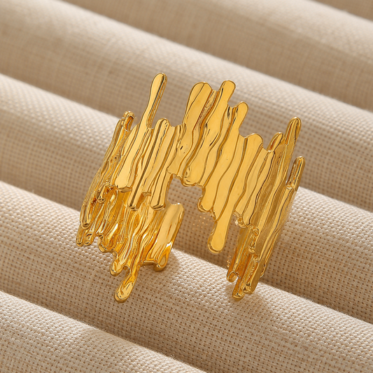 Slippery Slopes 18K Gold Plated 304 Stainless Steel Ring