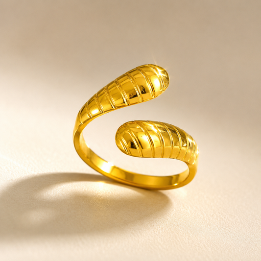 Snake Like Pattern 18K Gold Plated 304 Stainless Steel Ring
