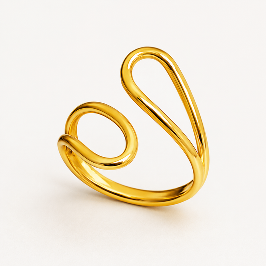 Unique Pattern Waterdrop 18K Gold Plated 304 Stainless Steel Adjustable Ring
