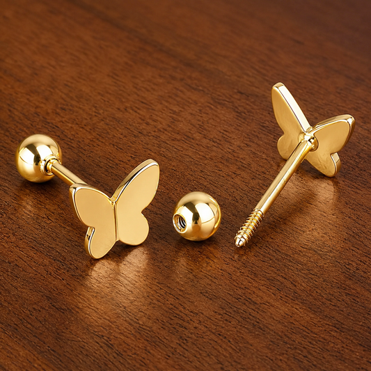 18K Gold Plated 304 Stainless Steel Screw Back Studs
