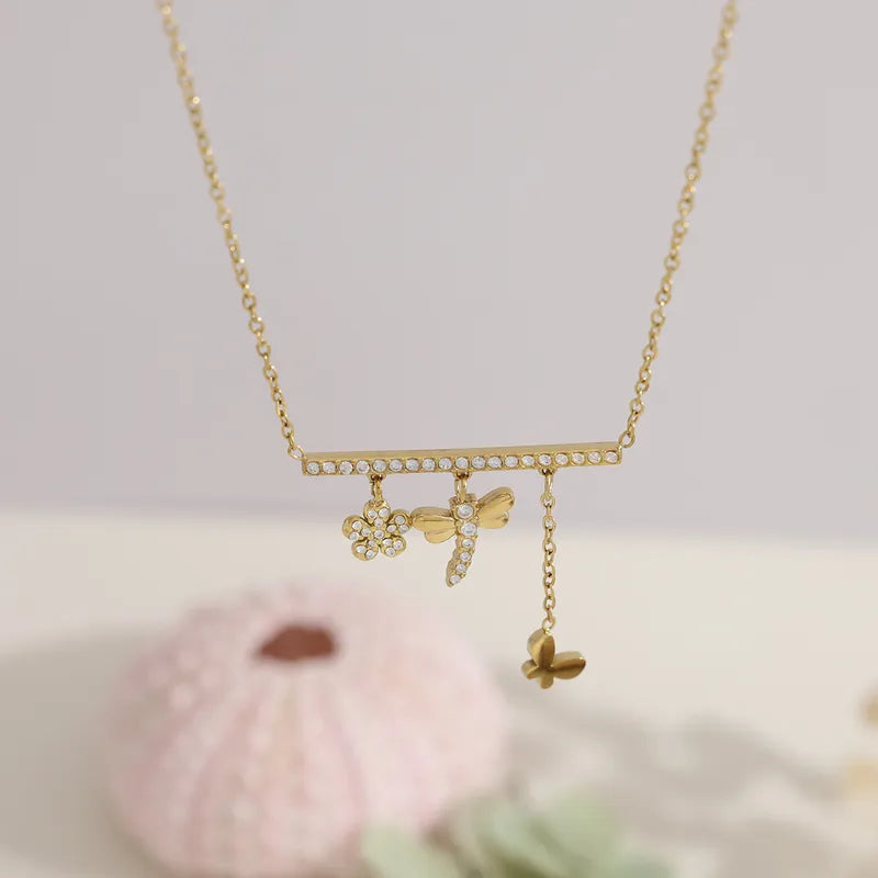 Butterfly Flow’r 18K Gold Plated 304 Stainless Steel Charm Necklace