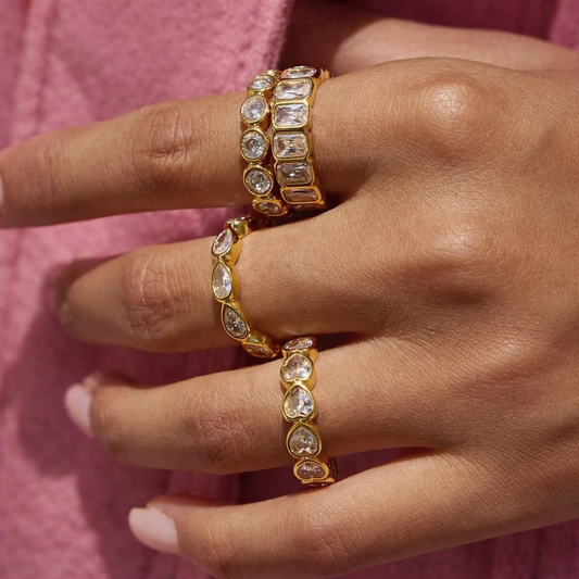 Objective Shapes 18K Gold Plated 304 Stainless Steel Steel Rings