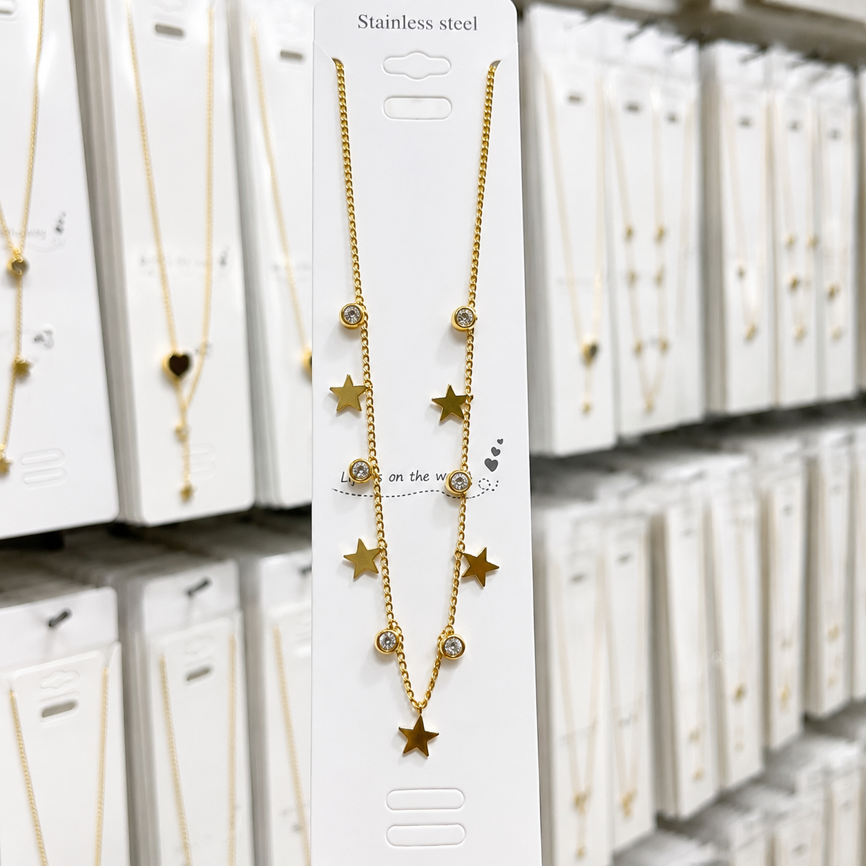 Star Zirconia 18K Gold Plated 304 Stainless Steel Necklace
