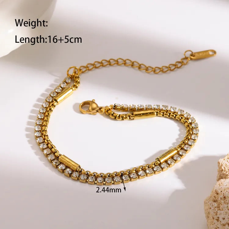 Diamanté Love 18K Gold Plated 304 Stainless Steel