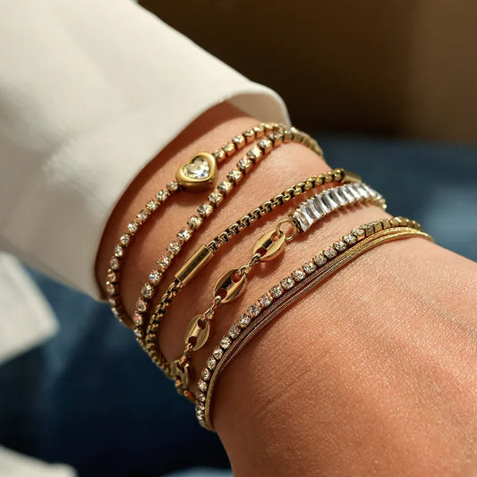 Diamanté Love 18K Gold Plated 304 Stainless Steel