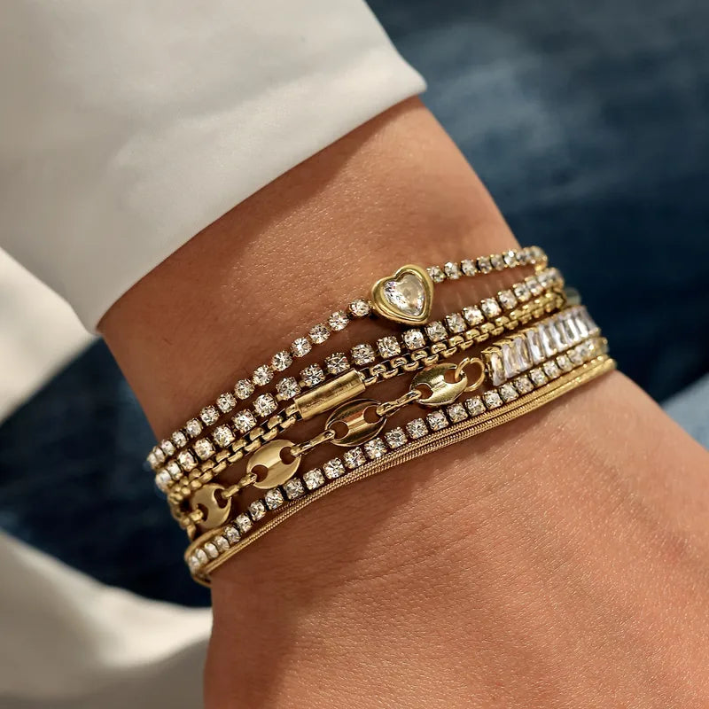 Diamanté Love 18K Gold Plated 304 Stainless Steel