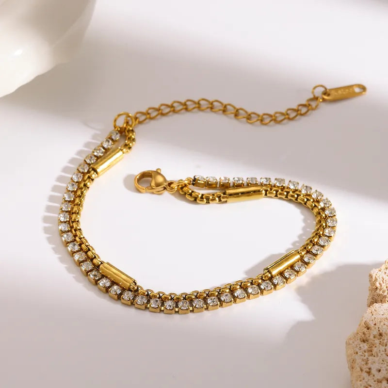 Diamanté Love 18K Gold Plated 304 Stainless Steel