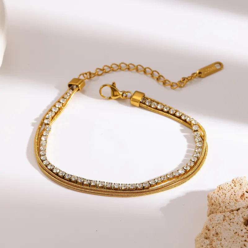 Diamanté Love 18K Gold Plated 304 Stainless Steel