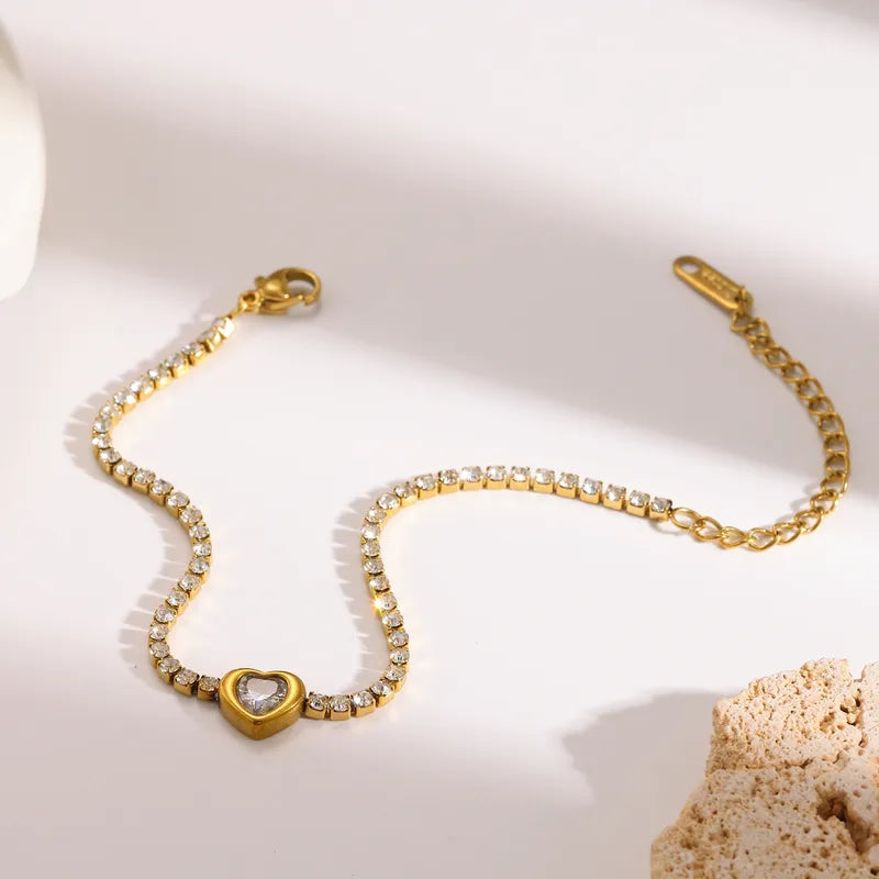 Diamanté Love 18K Gold Plated 304 Stainless Steel