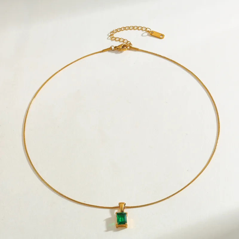 Rectangle Pendant and 18K Gold Plated and 304 Stainless Steel Necklace