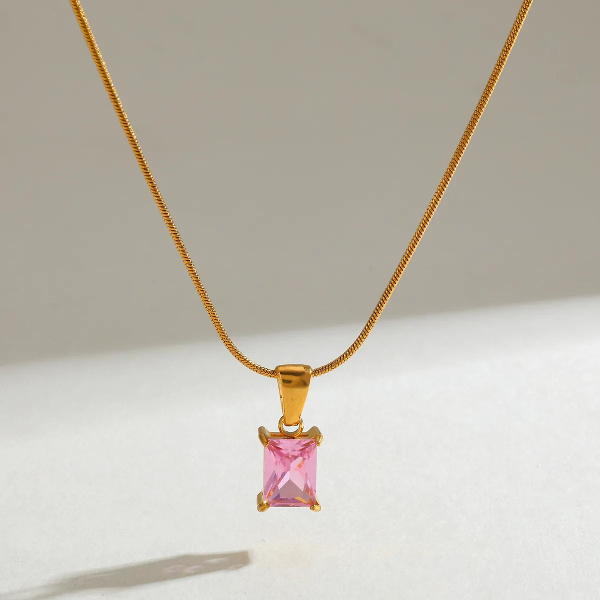 Rectangle Pendant and 18K Gold Plated and 304 Stainless Steel Necklace