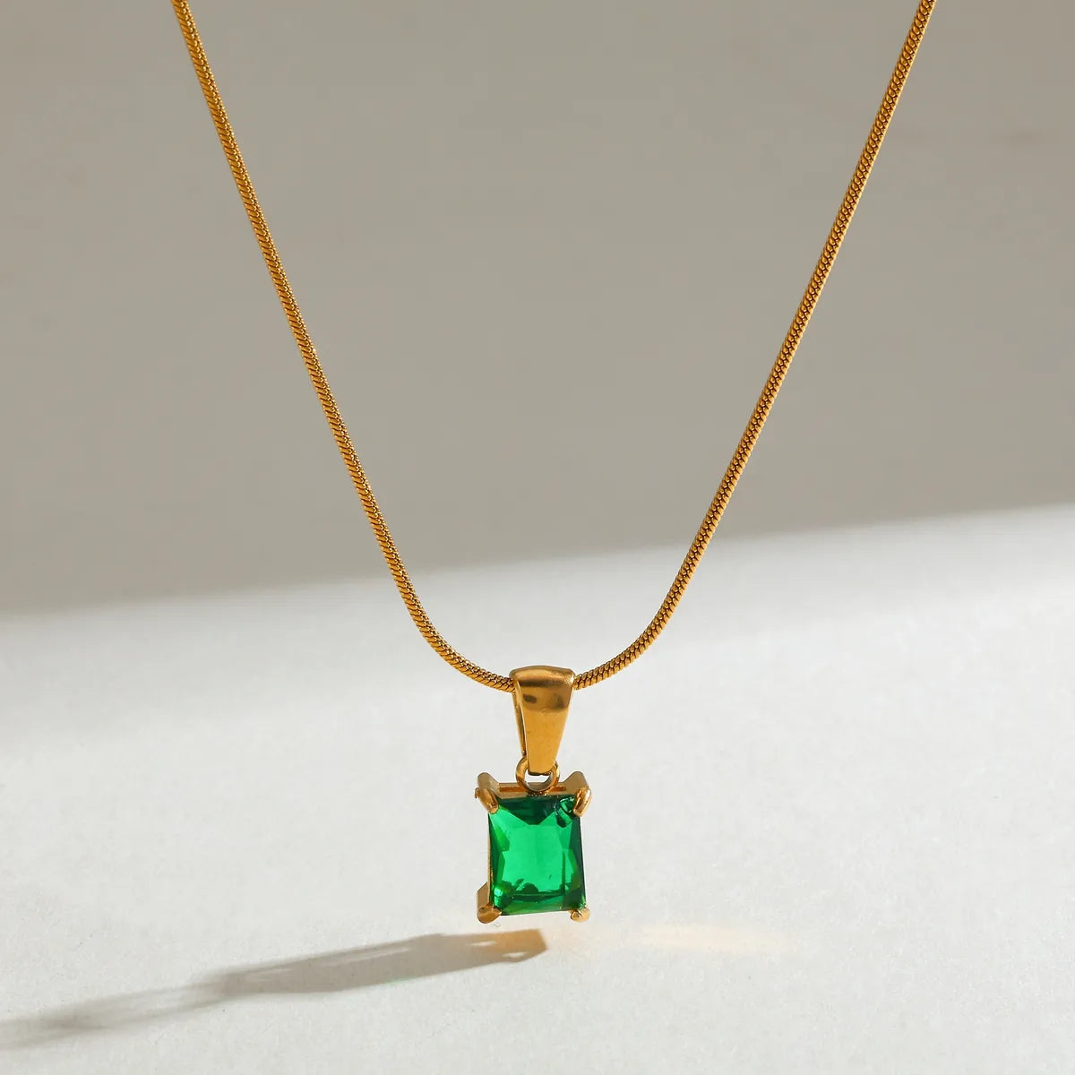 Rectangle Pendant and 18K Gold Plated and 304 Stainless Steel Necklace