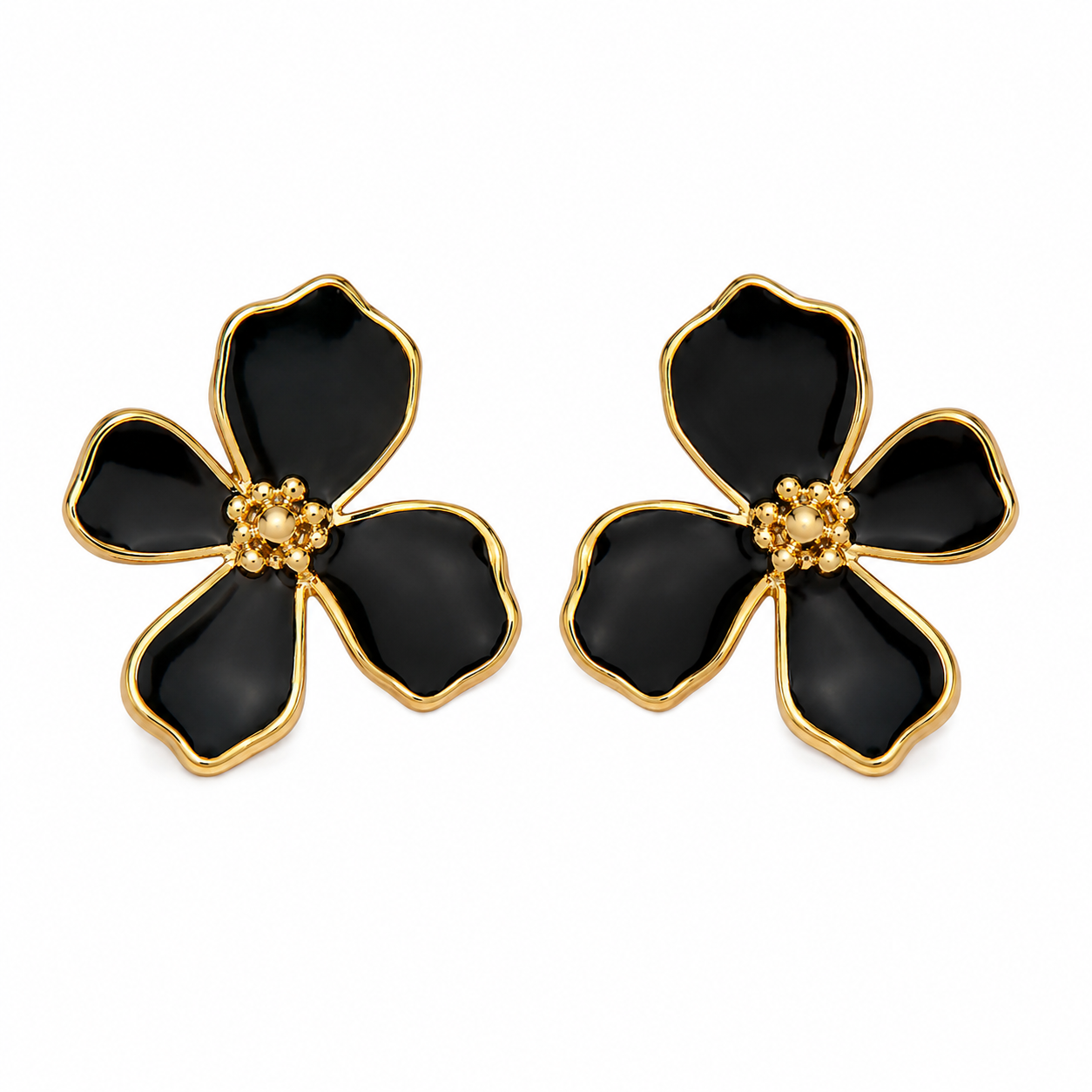 Black Gold Rimmed 18K Gold Plated 304 Stainless Steel Stud