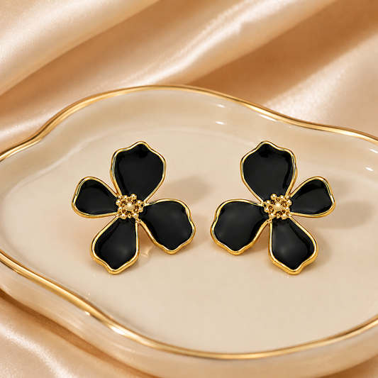 Black Gold Rimmed 18K Gold Plated 304 Stainless Steel Stud