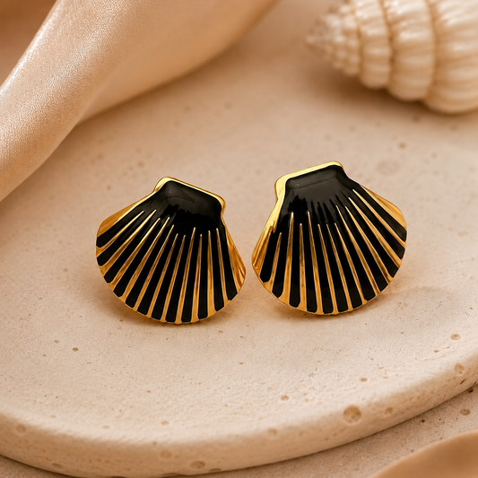 Shell Enamel 18K Gold Plated 304 Stainless Steel Earring
