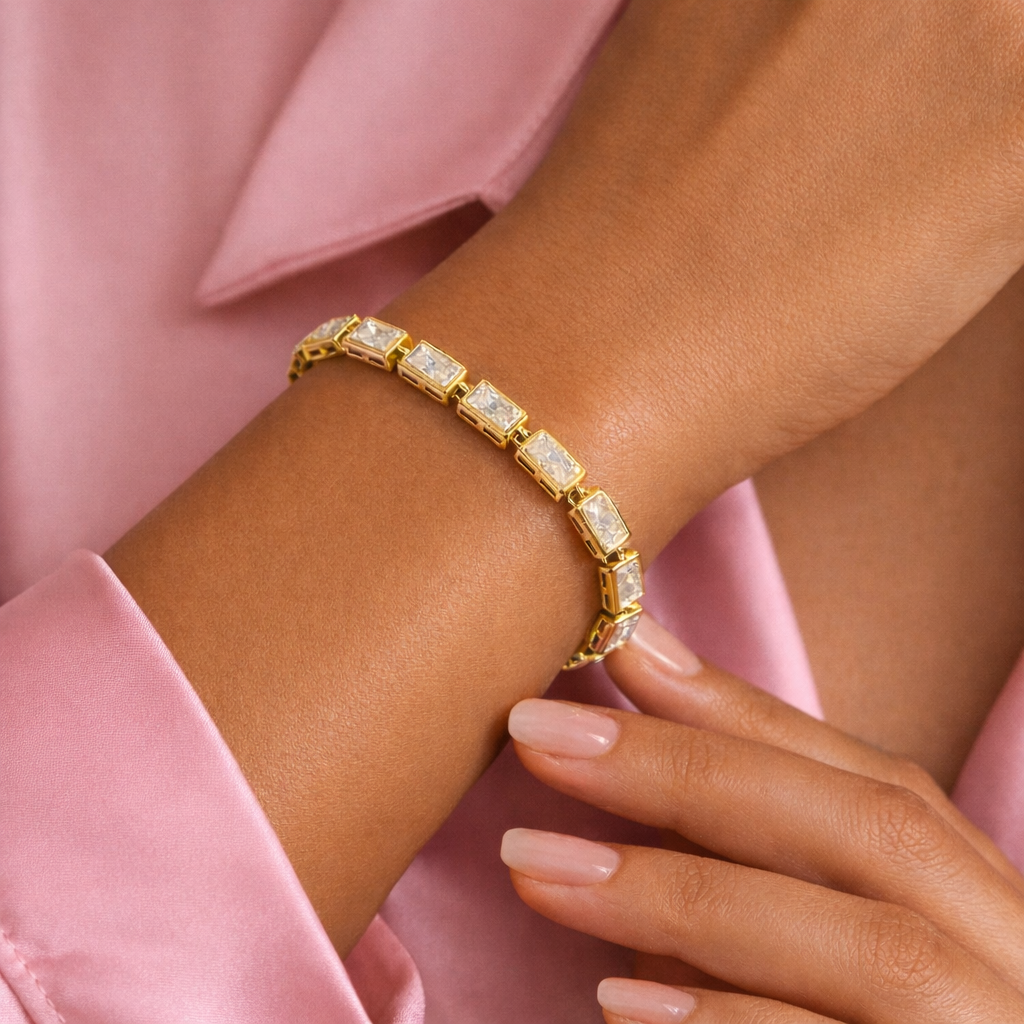 Best Friends 18K Gold Plated Zirconia 304 Stainless Steel Bracelet