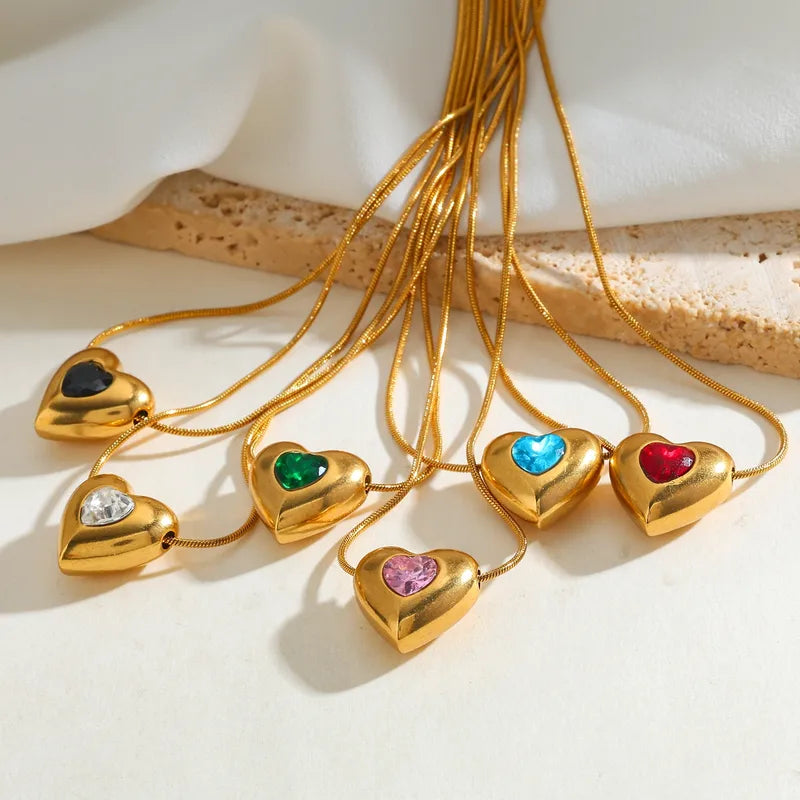 Hearty Gems 18K Gold Plated 304 Stainless Steel Necklace