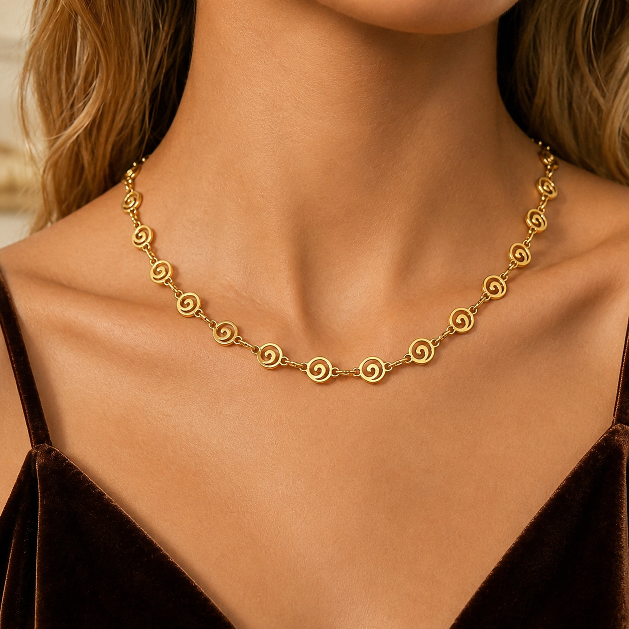 Spiral Around 18K Gold Plated 304 Stainless Steel Necklace