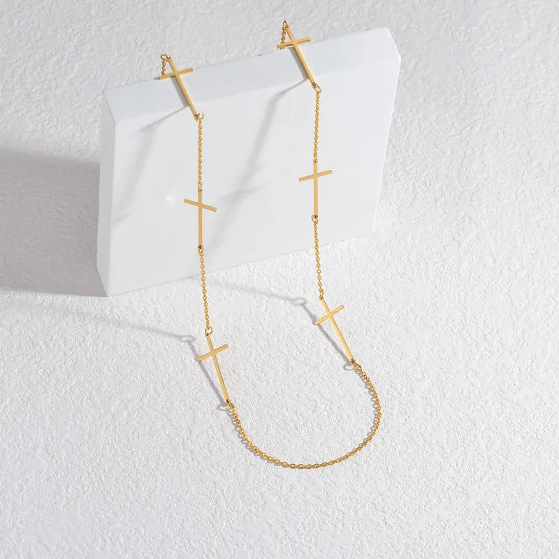 Cross Roads 18K Gold Plated 304 Stainless Steel Necklace