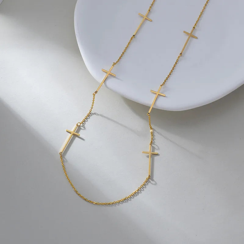 Cross Roads 18K Gold Plated 304 Stainless Steel Necklace