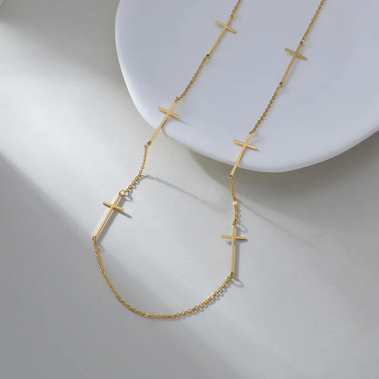 Cross Roads 18K Gold Plated 304 Stainless Steel Necklace