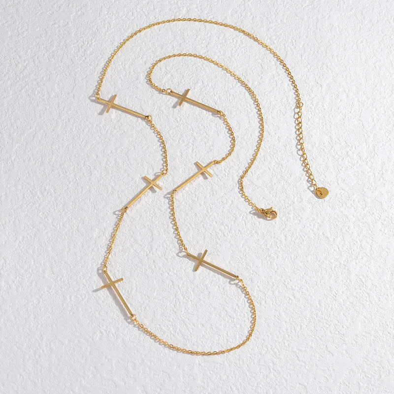 Cross Roads 18K Gold Plated 304 Stainless Steel Necklace