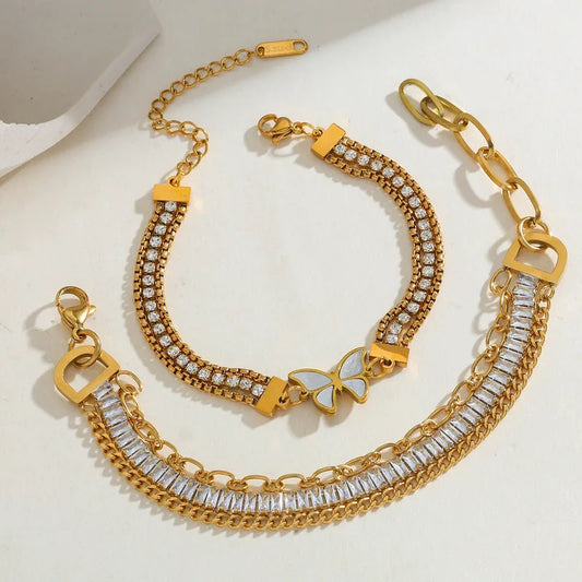 Layers of Beauty 18K Gold Plated 304 Stainless Steel Bracelet