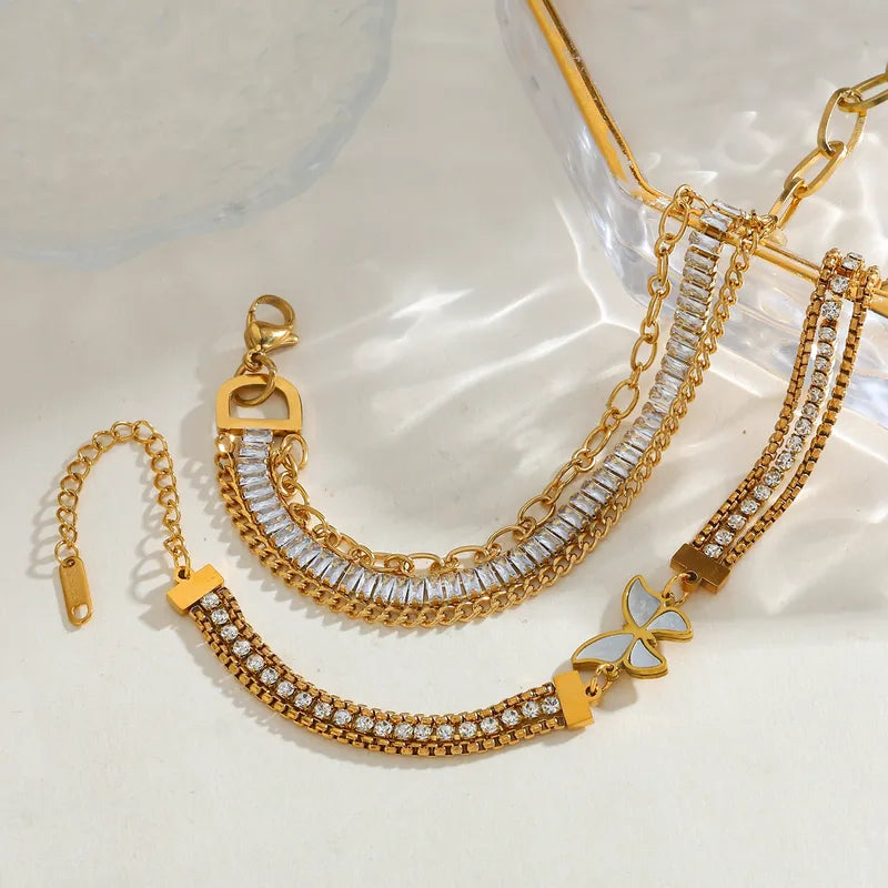 Layers of Beauty 18K Gold Plated 304 Stainless Steel Bracelet