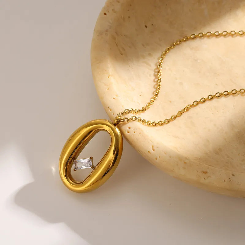Ooooooh Zirconia 18K Gold Plated 304 Stainless Steel Necklace