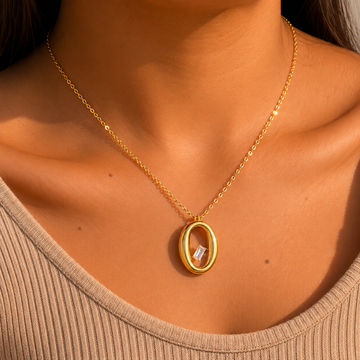 Ooooooh Zirconia 18K Gold Plated 304 Stainless Steel Necklace