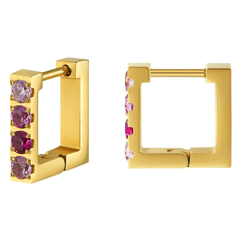 Pink and Purples 18K Gold Plated 304 Stainless Steel Hoop
