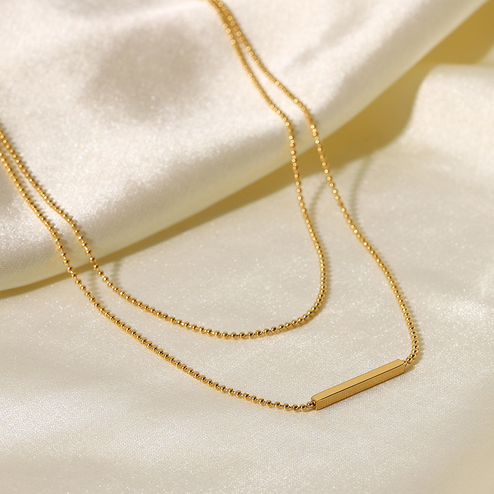 Bar Double Layer 18K Gold Plated 304 Stainless Steel Necklace