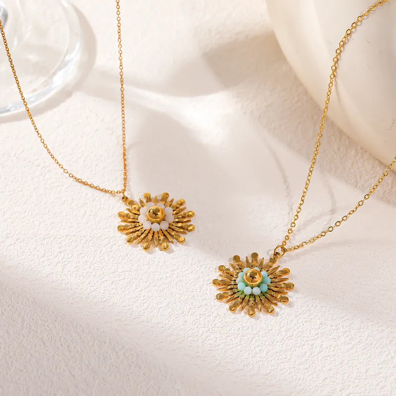 Sun Flower 18K Gold Plated 304 Stainless Steel Necklace