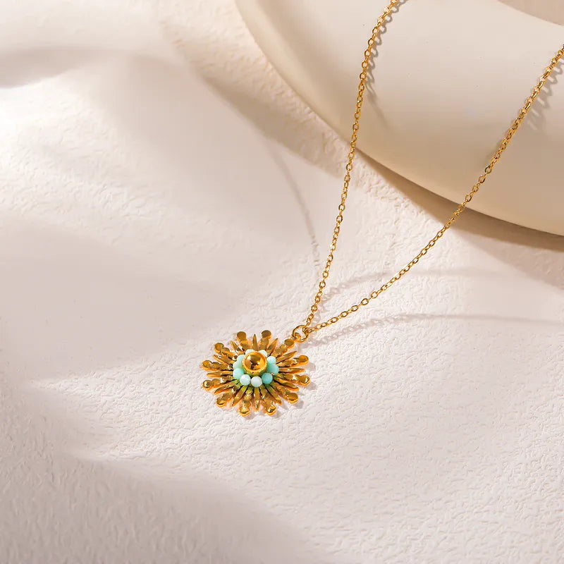 Sun Flower 18K Gold Plated 304 Stainless Steel Necklace