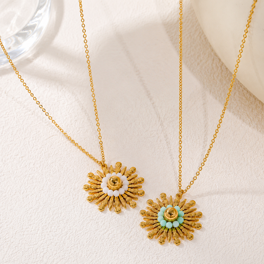 Sun Flower 18K Gold Plated 304 Stainless Steel Necklace