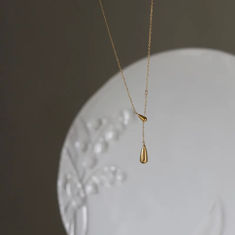 Drop Down Dainty Link 18K Gold Plated 304 Stainless Steel Necklace