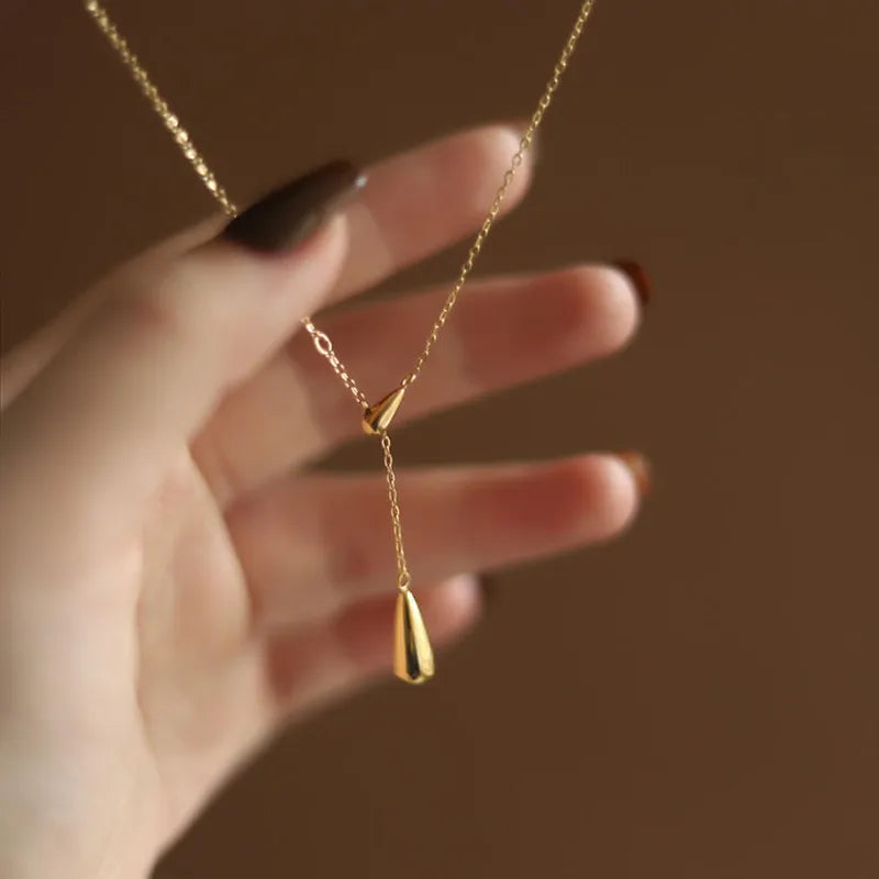 Drop Down Dainty Link 18K Gold Plated 304 Stainless Steel Necklace