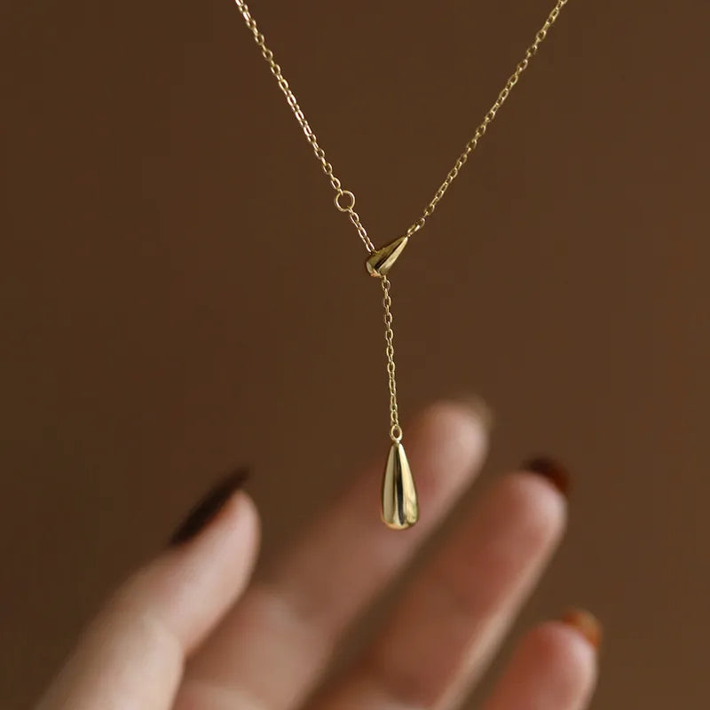 Drop Down Dainty Link 18K Gold Plated 304 Stainless Steel Necklace