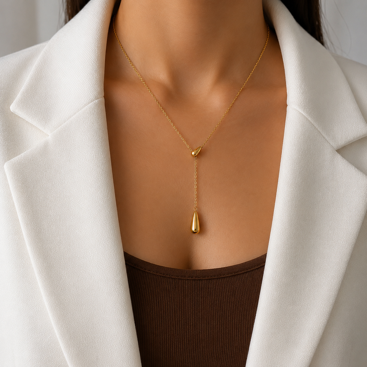 Drop Down Dainty Link 18K Gold Plated 304 Stainless Steel Necklace