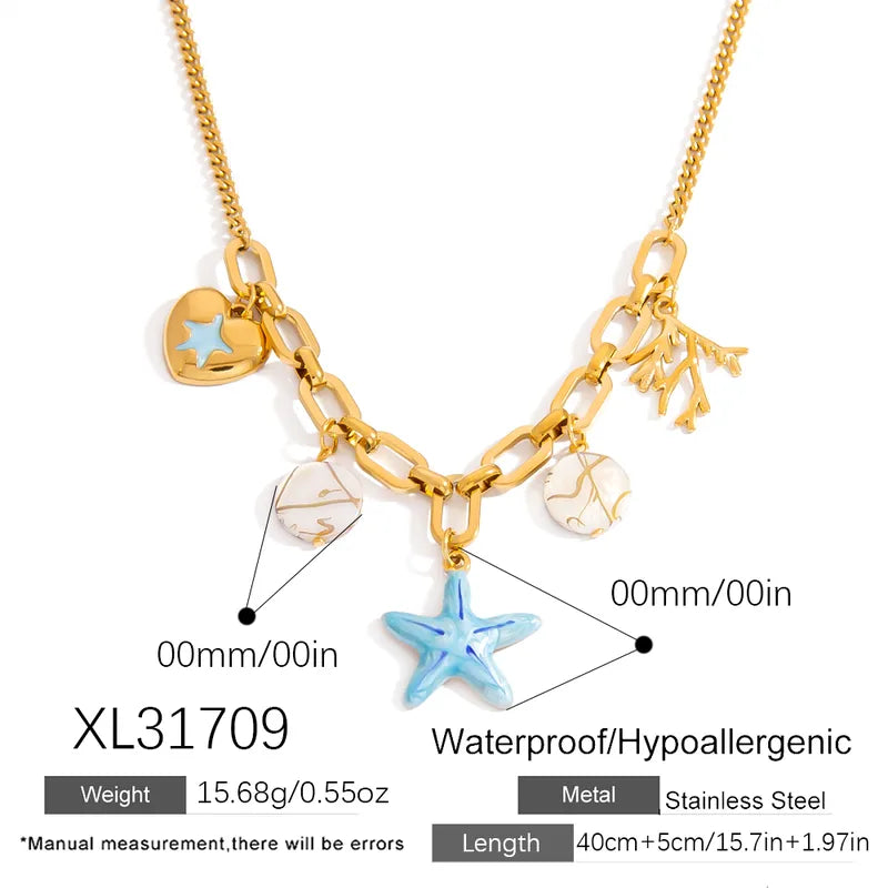 Starfish Reef 18K Gold Plated 304 Stainless Steel Necklace