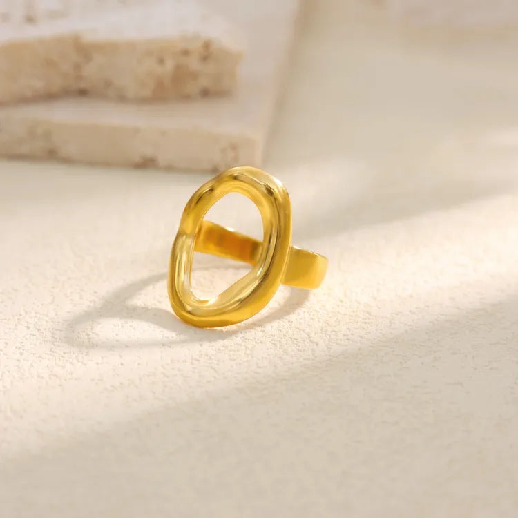 Circle Open 18K Gold Plated 304 Stainless Steel Adjustable 17mm Ring