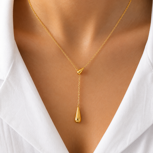 Drop Down Dainty Link 18K Gold Plated 304 Stainless Steel Necklace