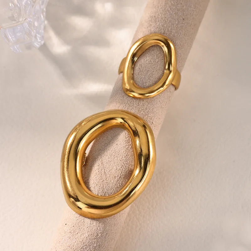 Circle Open 18K Gold Plated 304 Stainless Steel Adjustable 17mm Ring