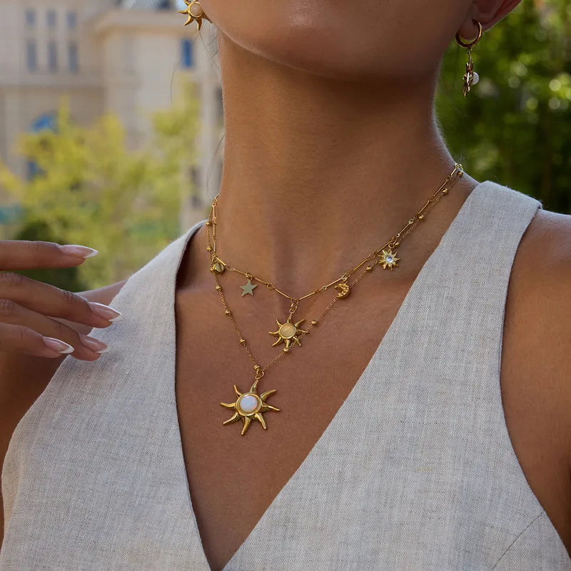 Sun Proof 18K Gold Plated 304 Stainless Steel Charm Necklace