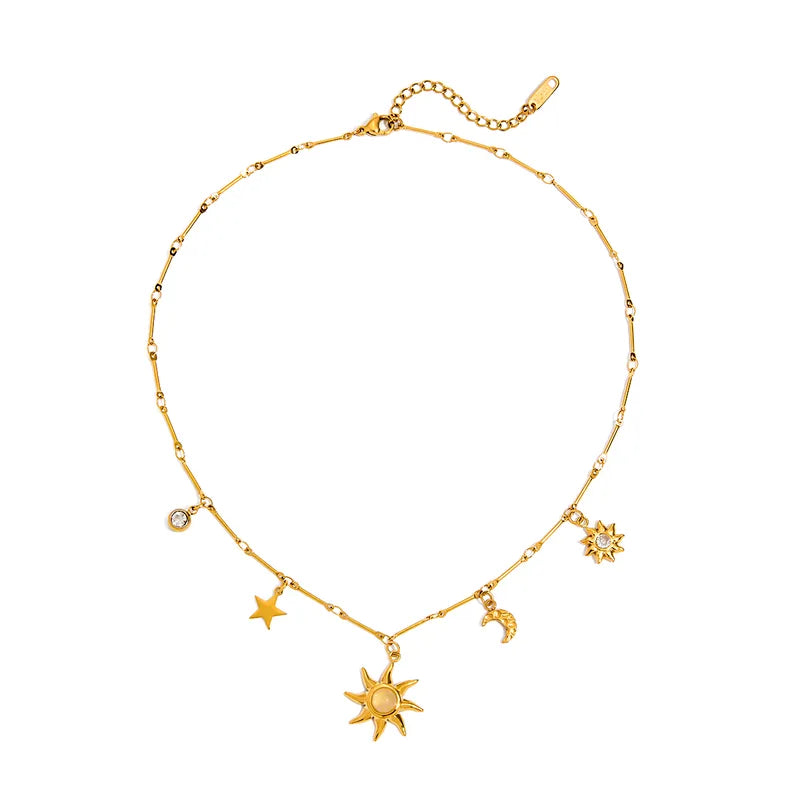 Sun Proof 18K Gold Plated 304 Stainless Steel Charm Necklace