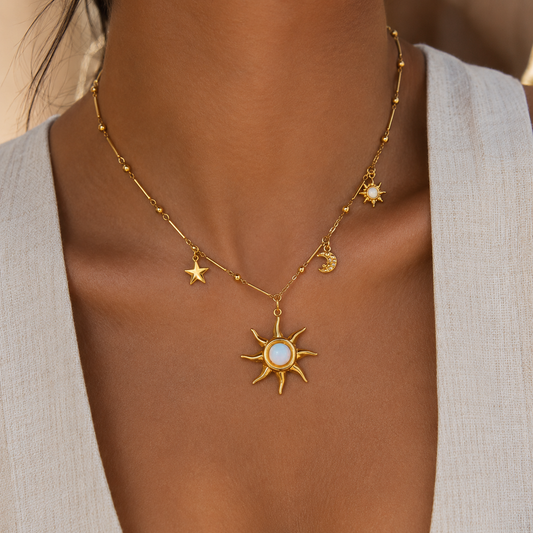 Sun Proof 18K Gold Plated 304 Stainless Steel Charm Necklace